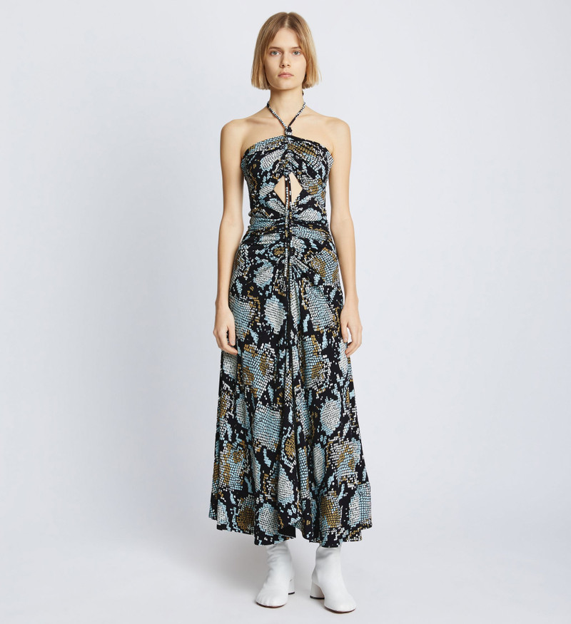 Proenza Schouler Printed Snake Crepe De Chine Halter Dress outlook