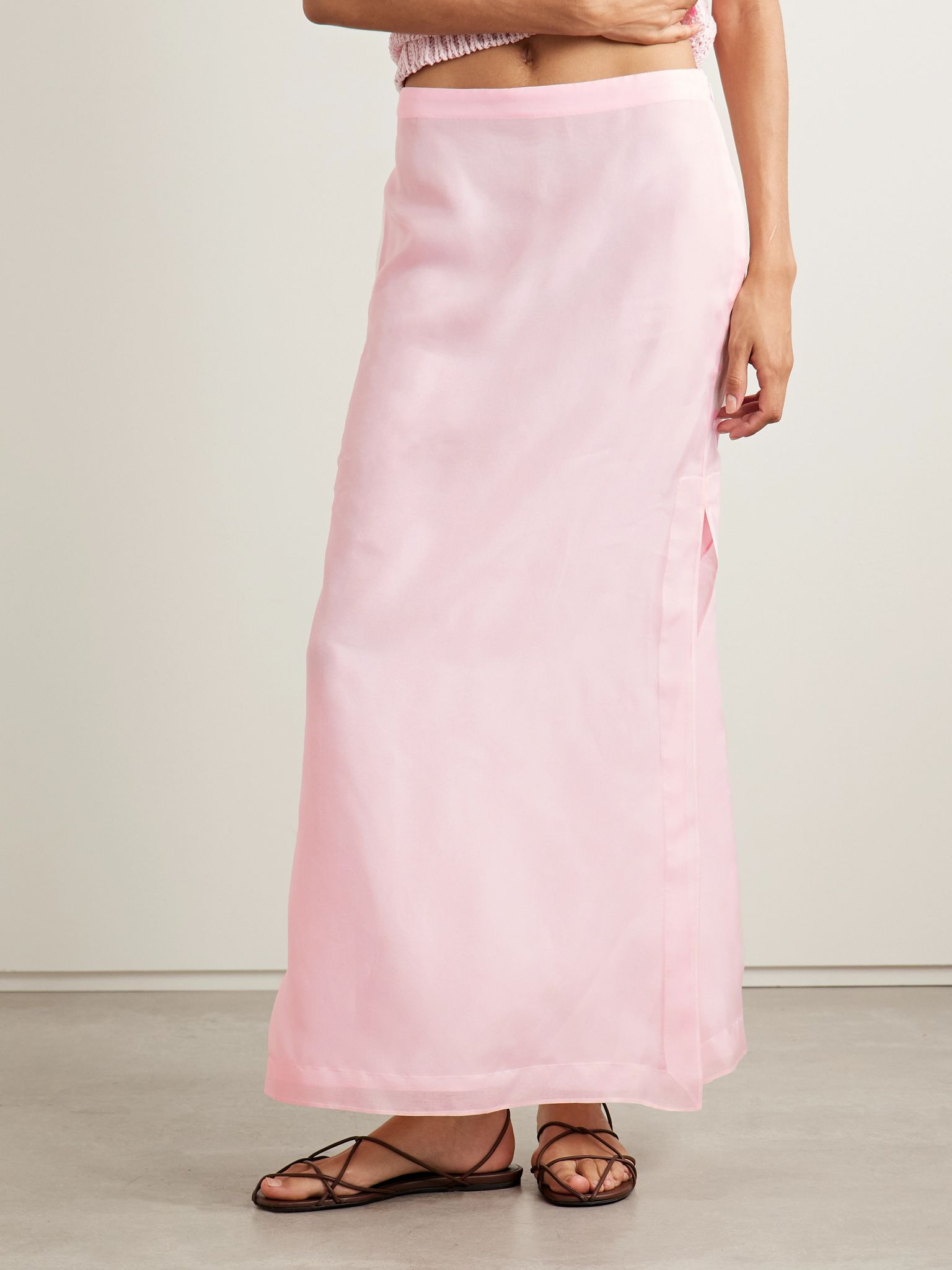 Linnie silk-organza maxi skirt Baby pink - 3