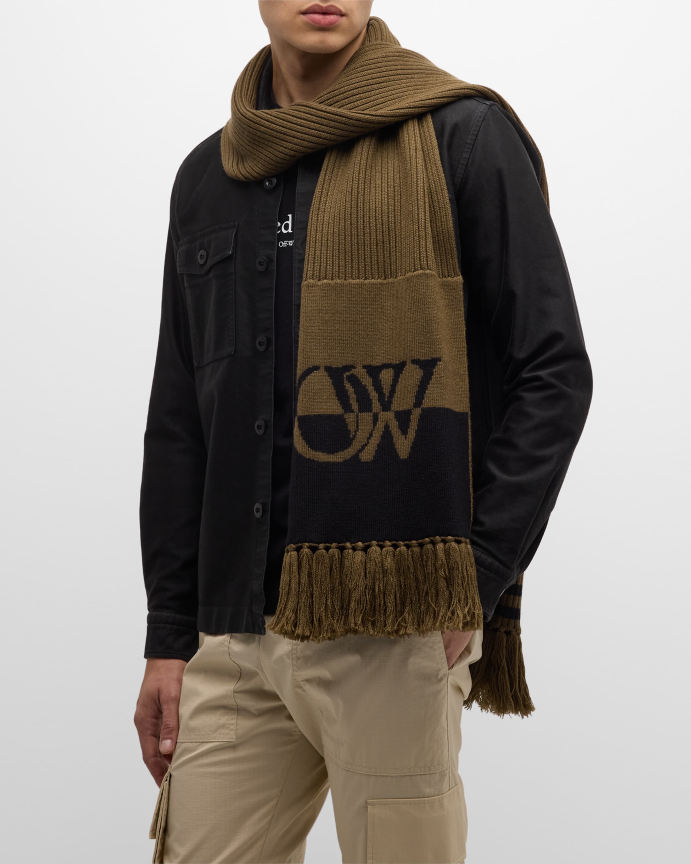 Men's OW Logo Wool Knit Scarf - 1