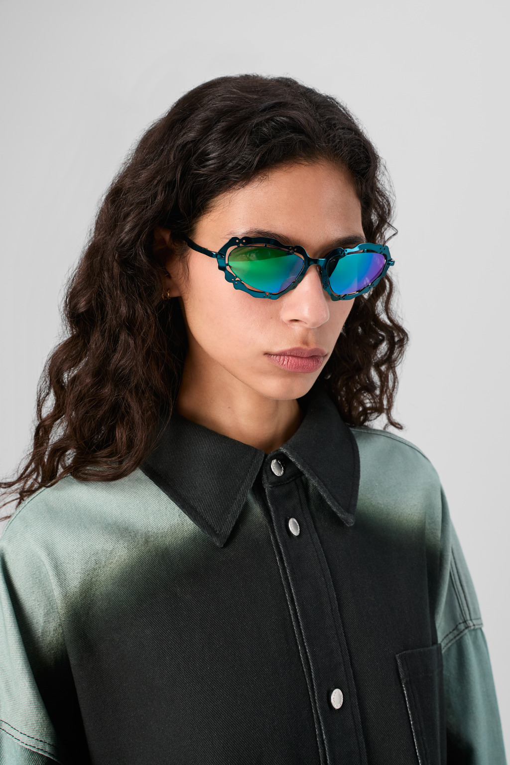 Blue-green NOPEA Metal Sunglasses - 1