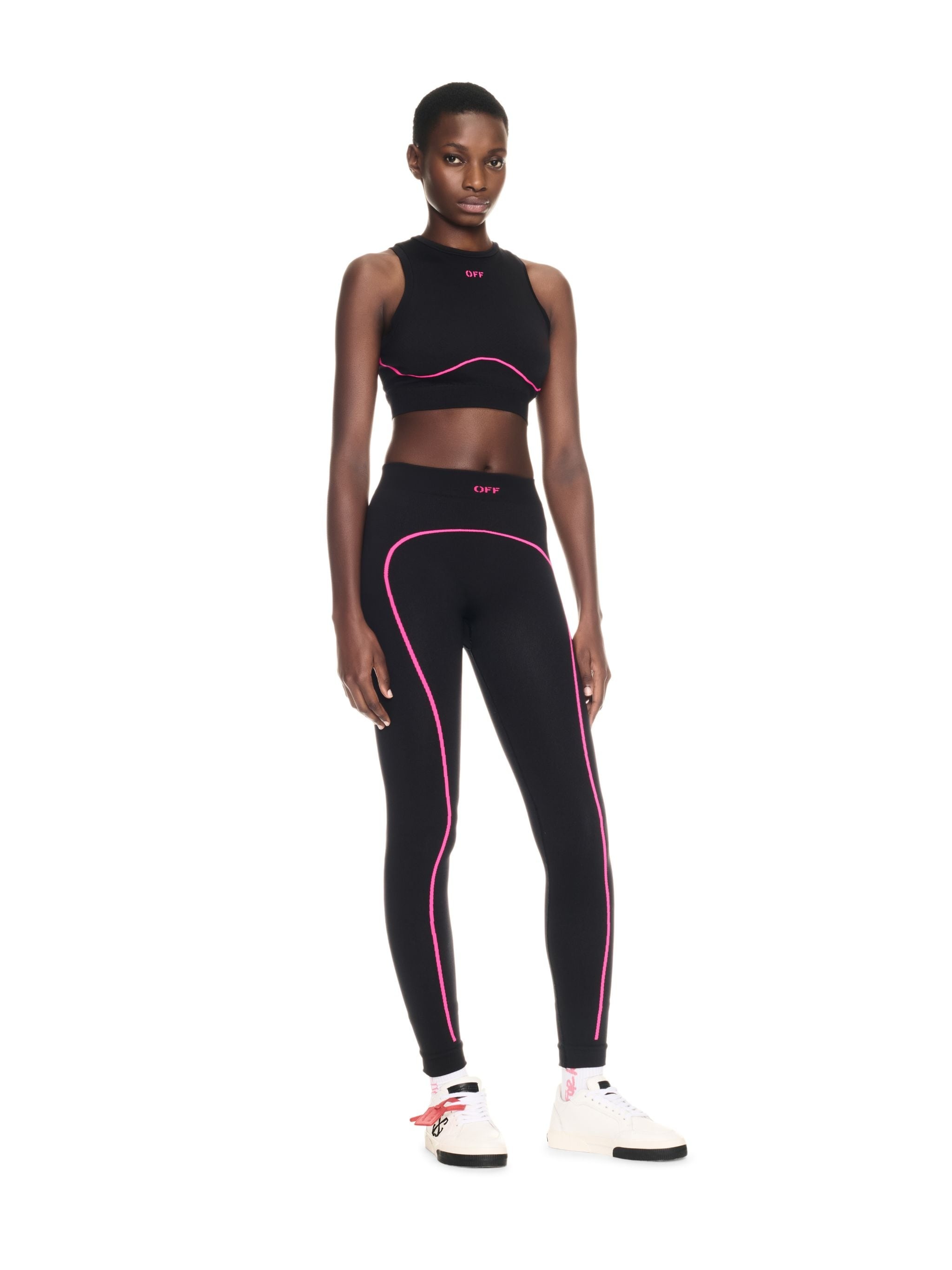Black/pink Off Stamp Seamless Top - 2