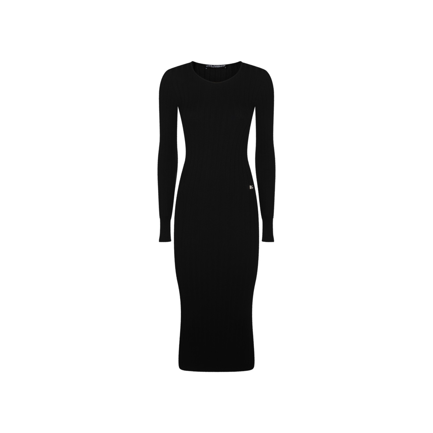 BLACK VISCOSE MIDI DRESS - 1