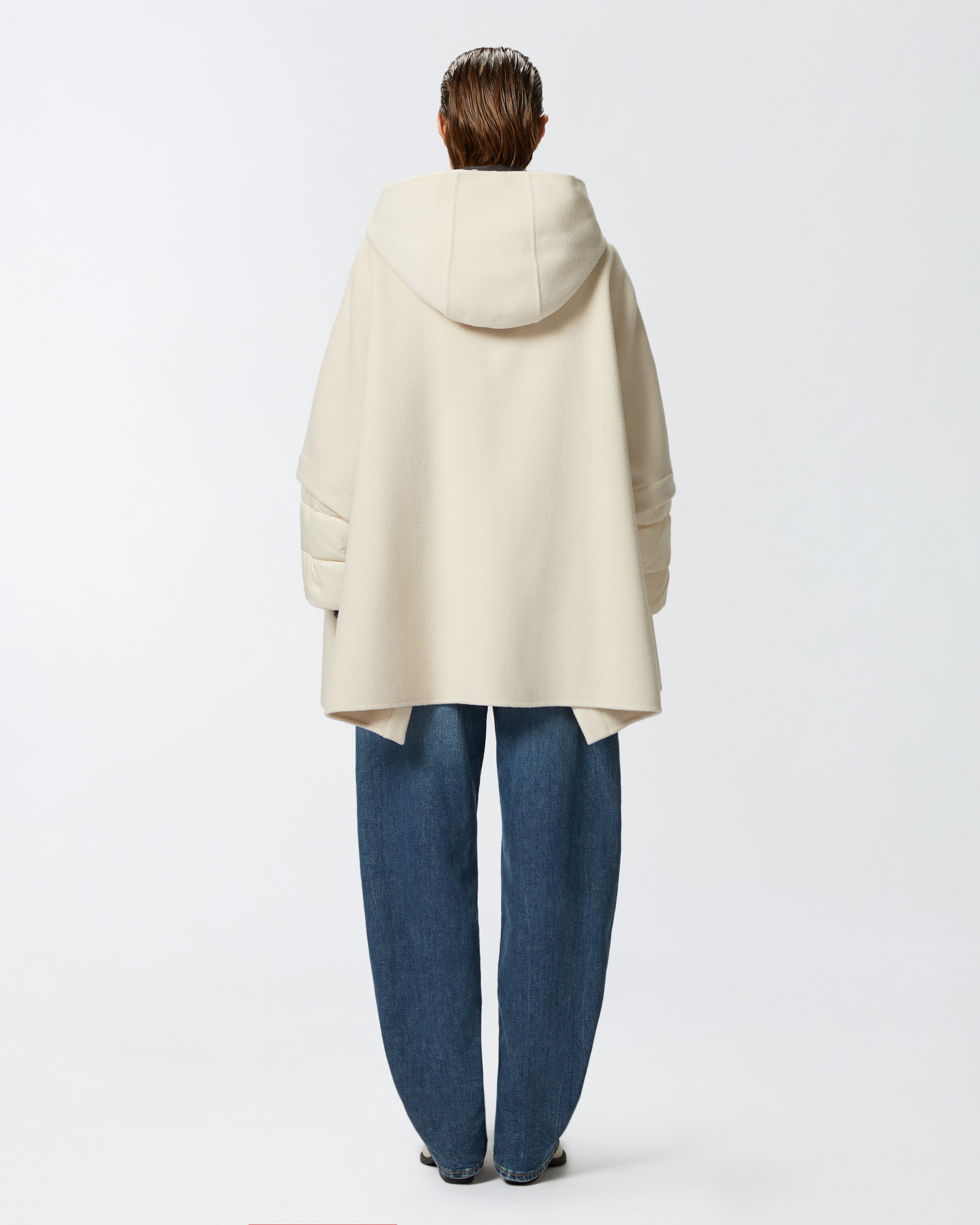 SHORT CAPE COAT WITH PADDED PUFFER - 4