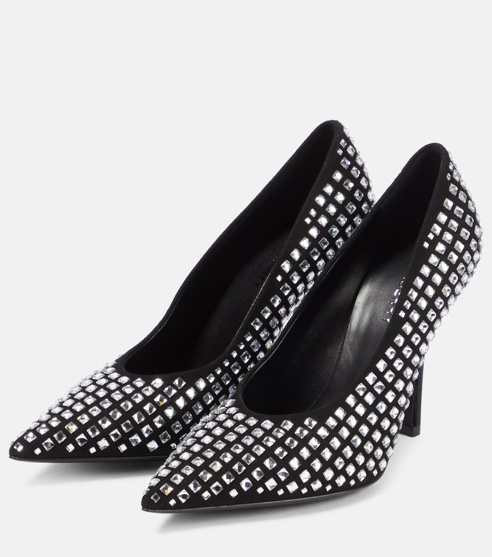 Crystal-embellished suede pumps - 5