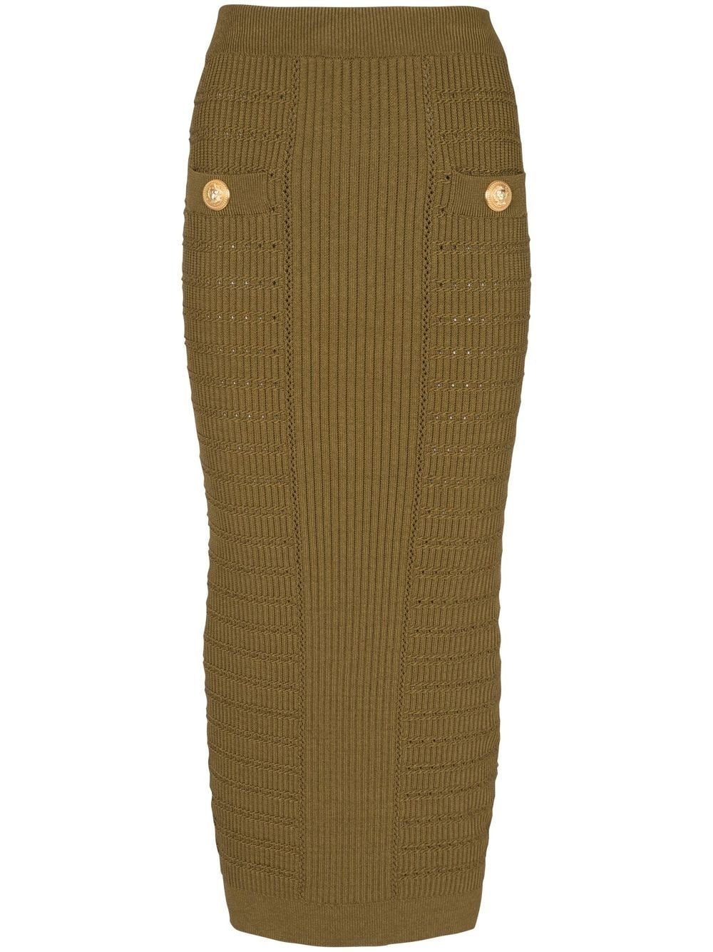 ribbed-knit pencil skirt - 1