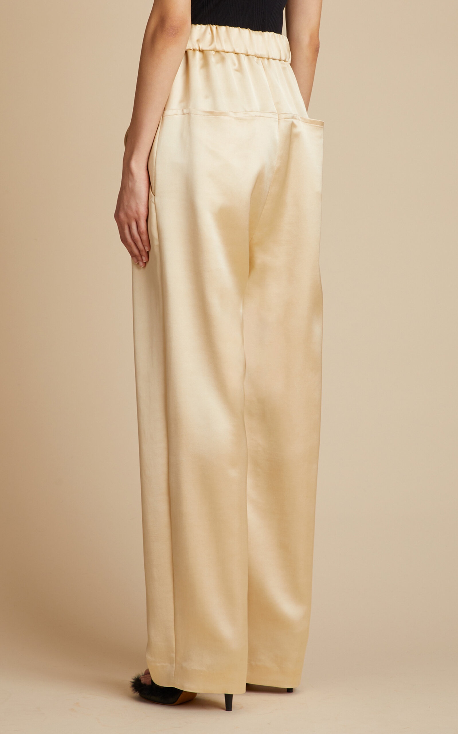 Felton Wool-Satin Wide-Leg Pants ivory - 2