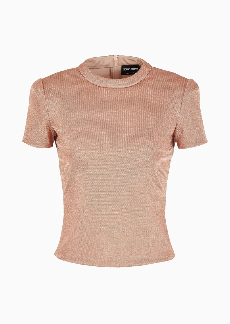 Crew-neck jumper in viscose bonded jersey - 1
