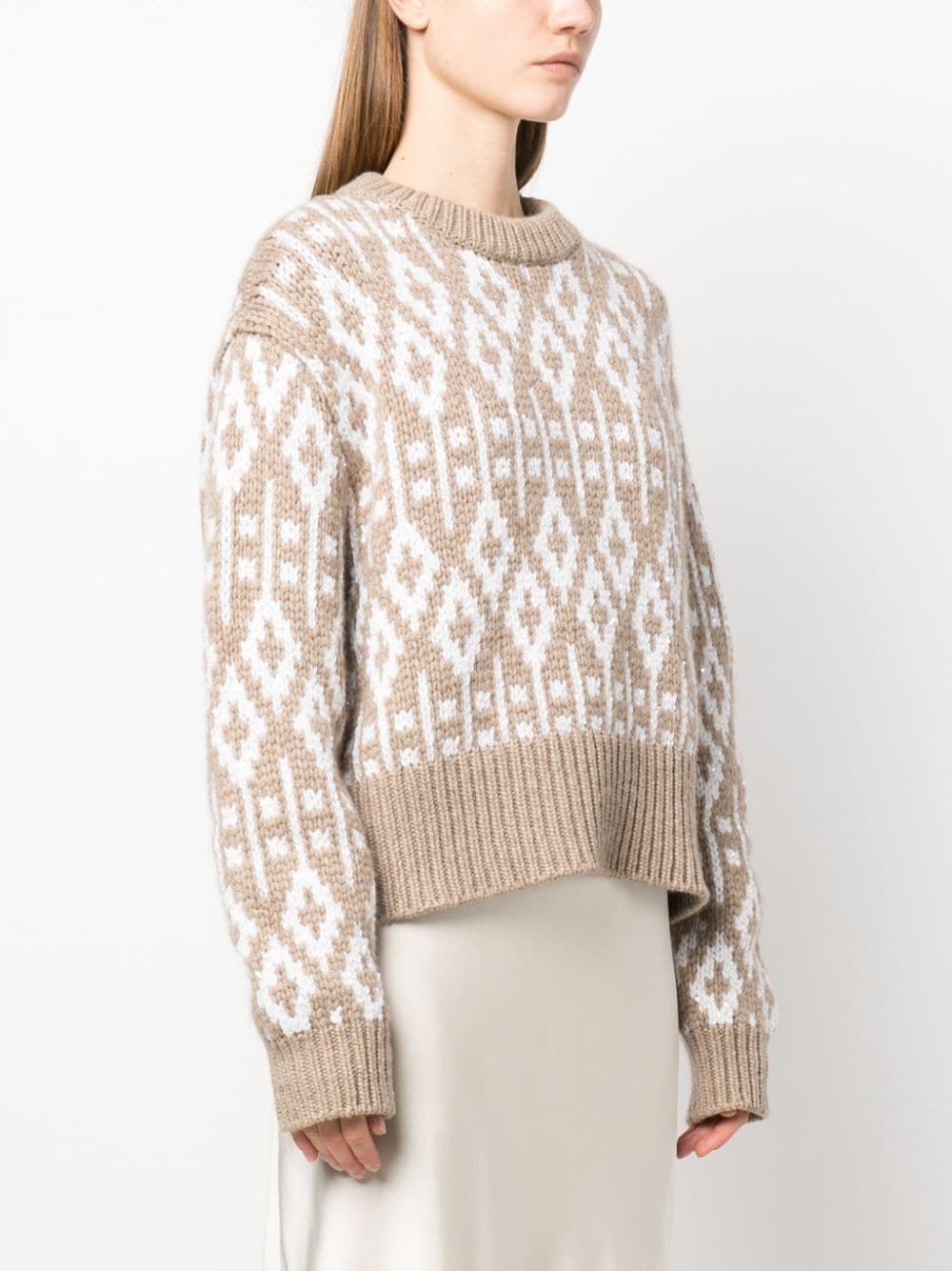 crew neck printed cashmere jumper - 3