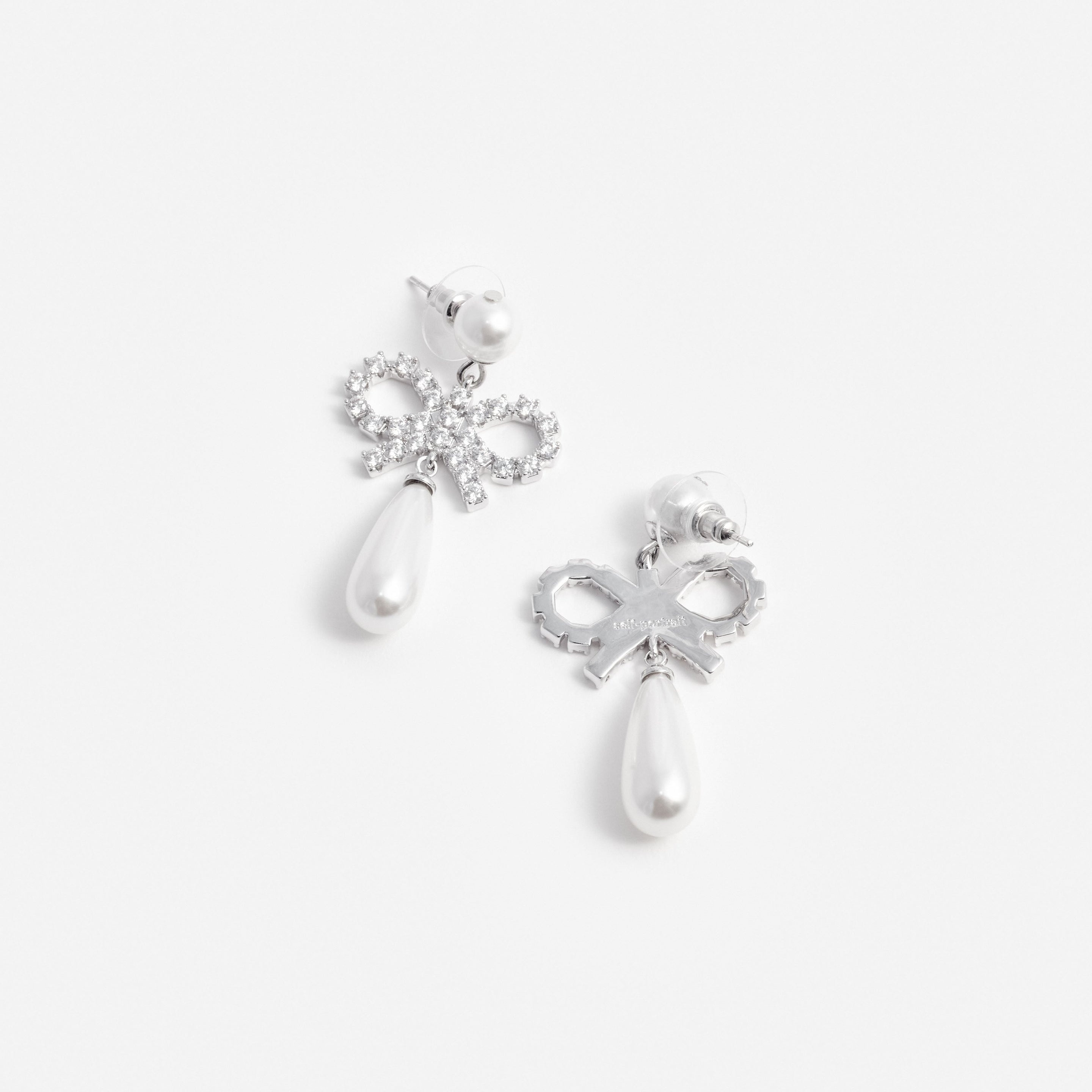 Pearl Bow Droplet Earrings - 2