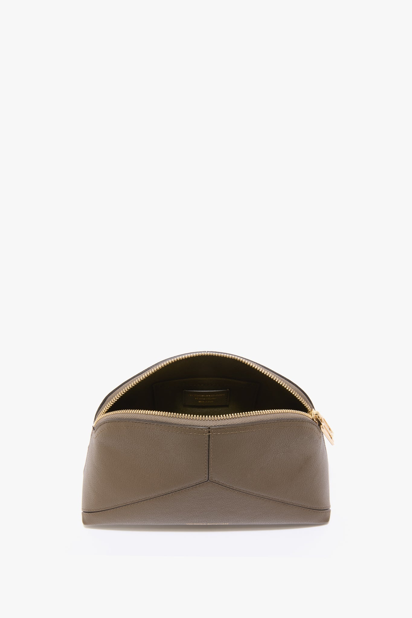 Victoria Large Pouch In Khaki Soft Grained Leather - 5