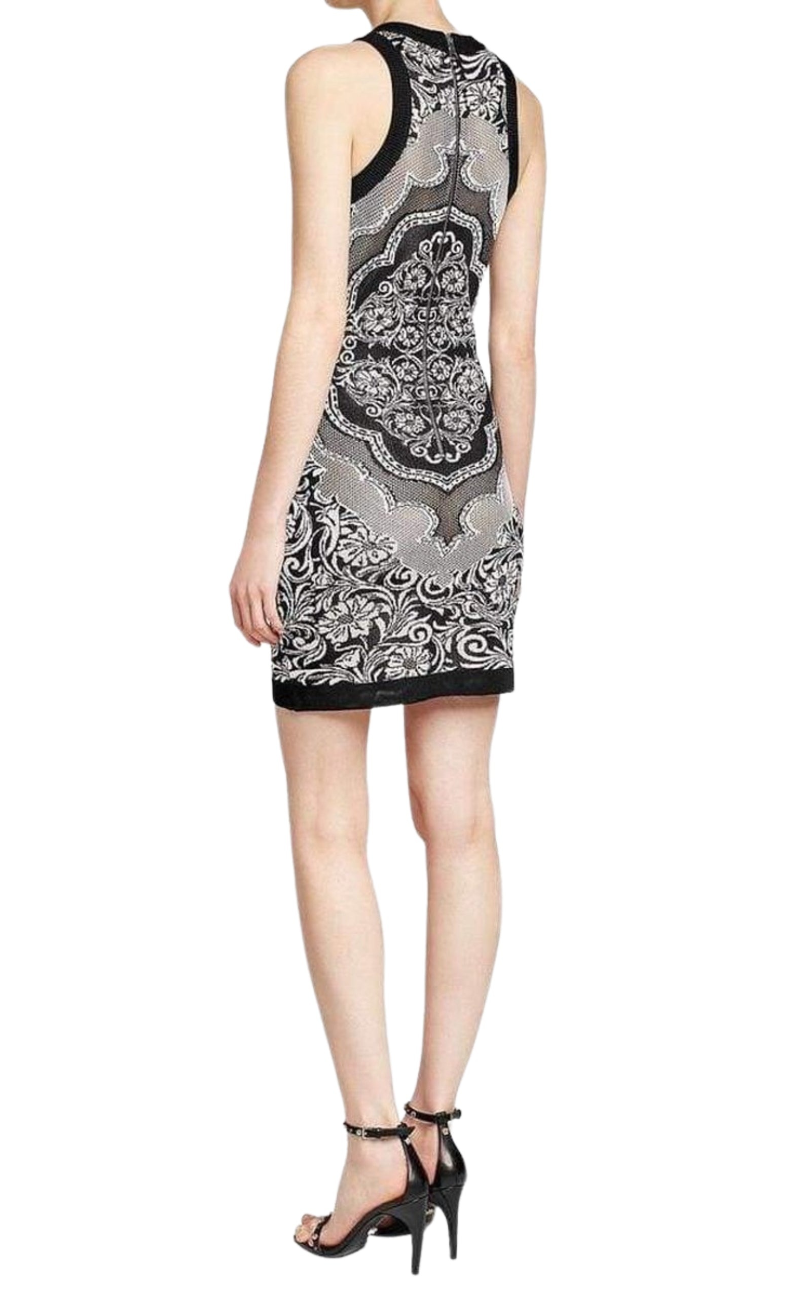 Jacquard Lace Print Mini Dress - 3