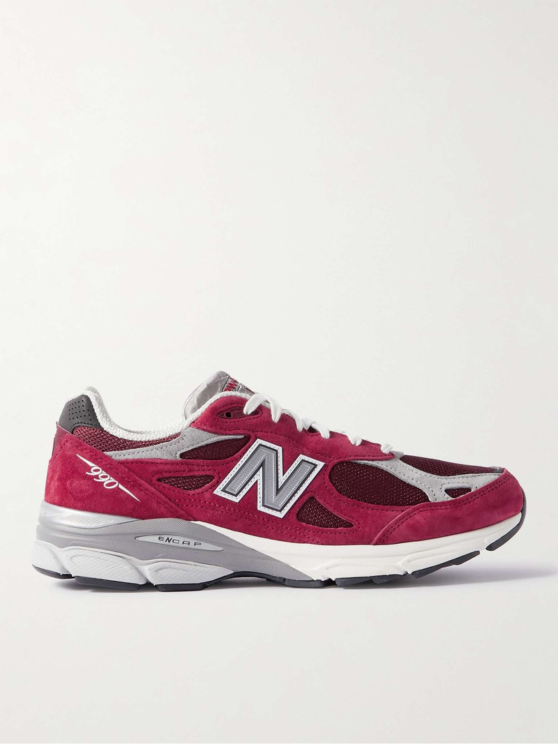 990v3 Leather-Trimmed Suede and Mesh Sneakers - 1