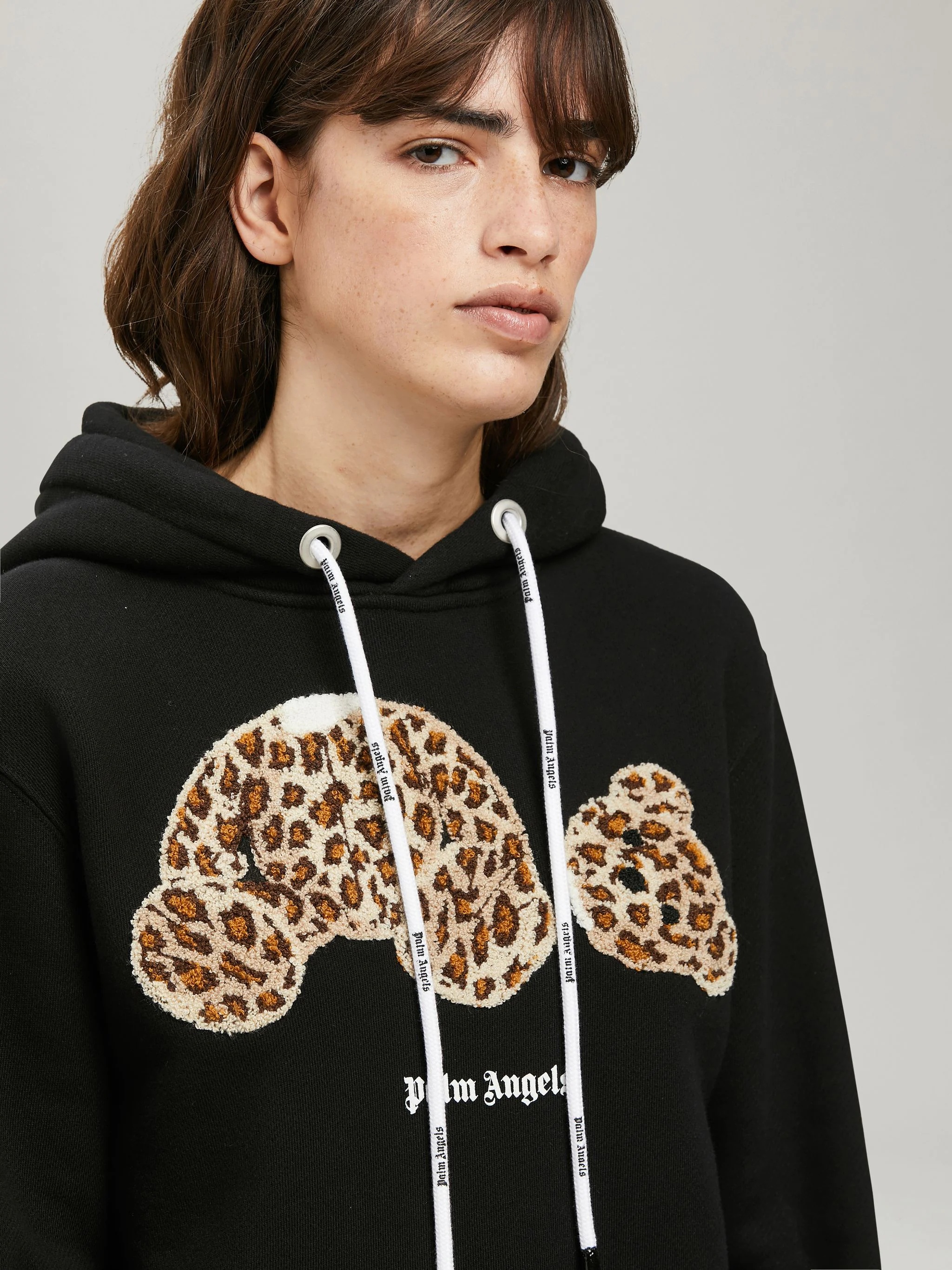 PA SEQUINS BEAR HOODIE in black - Palm Angels® Official