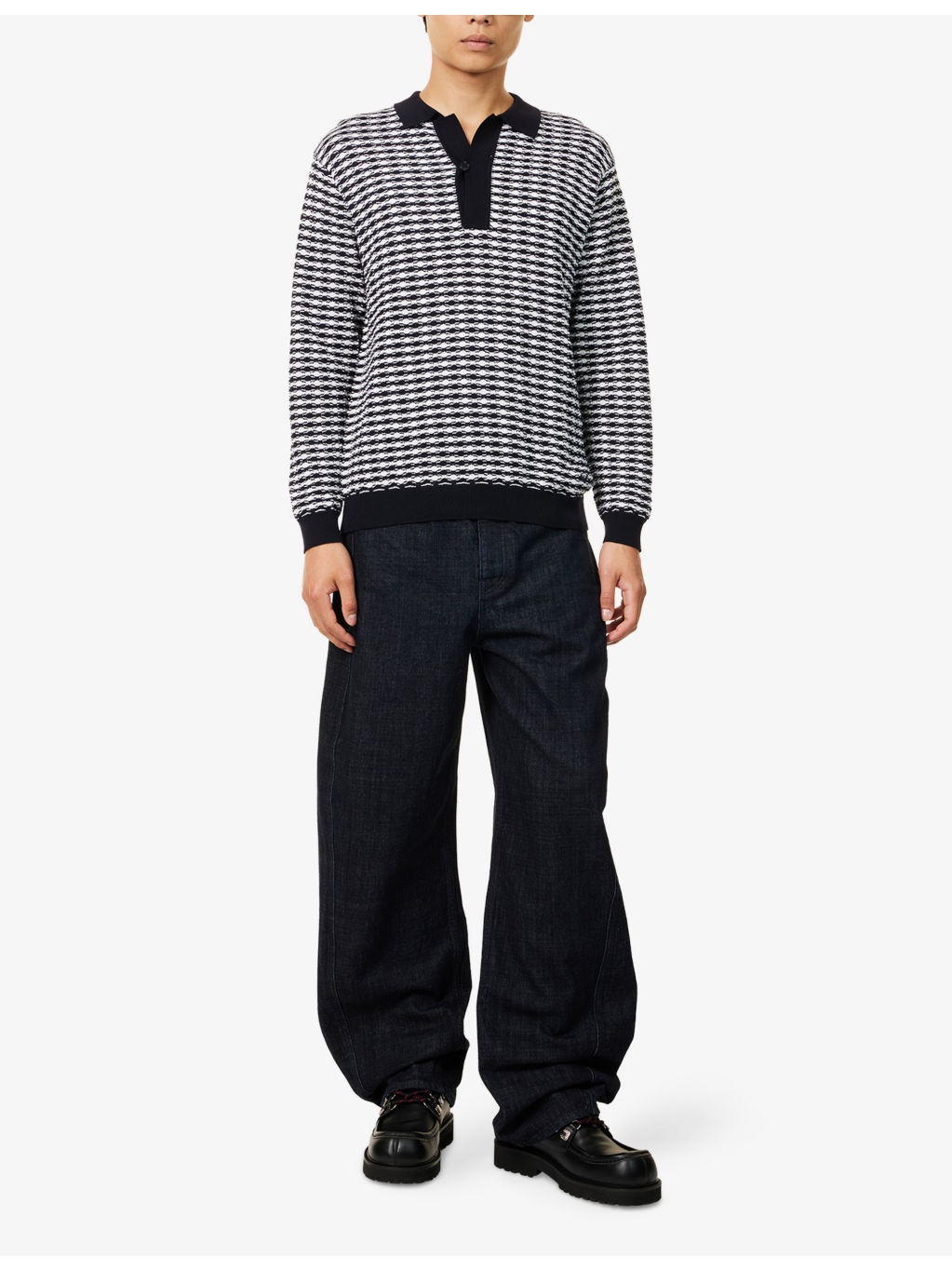 Textured-Pattern Knitted Wool Jumper - 2