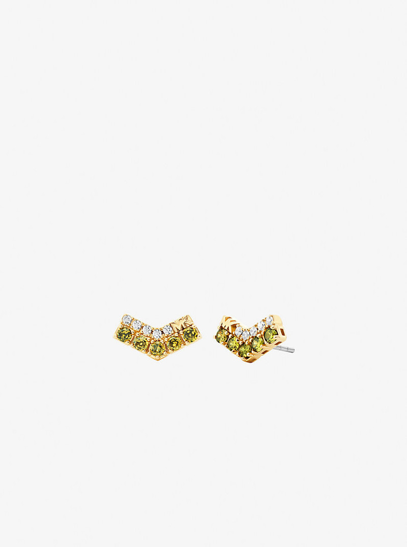 Two-Tone Pavé Chevron Stud Earrings 1