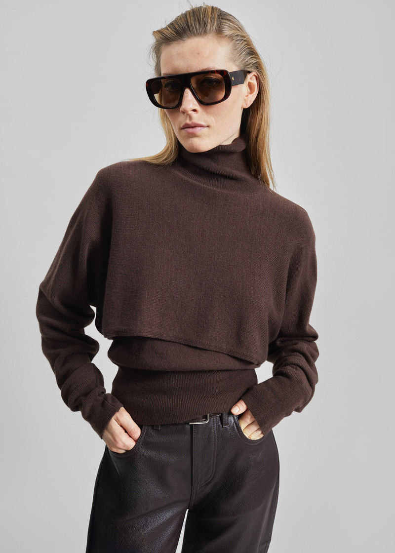 Lausanne Cashmere Detachable Layered Knit Set - Brown 4