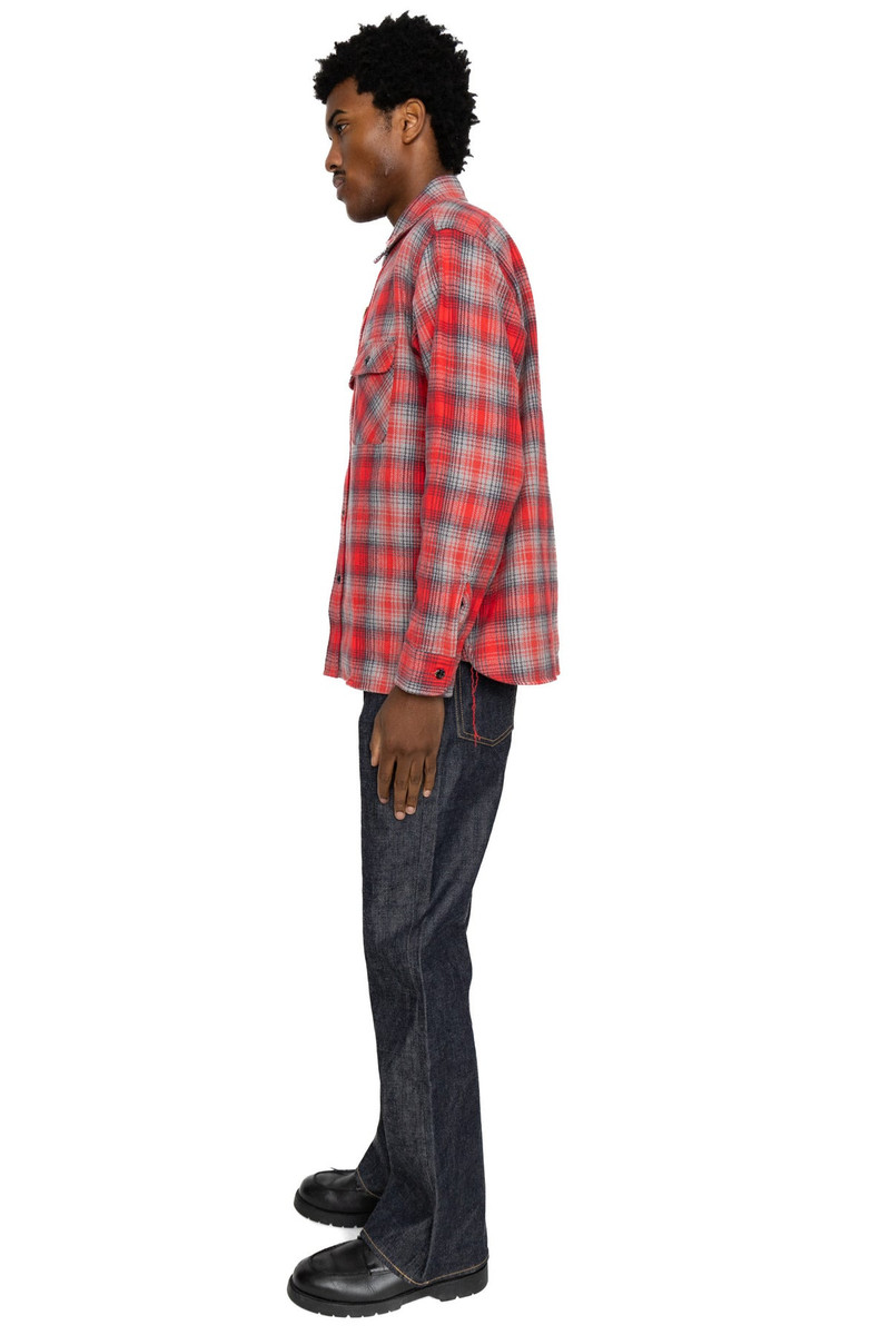 SUGAR CANE Fiction Romance Herringbone Twill Check L/S Work Shirt - Red outlook
