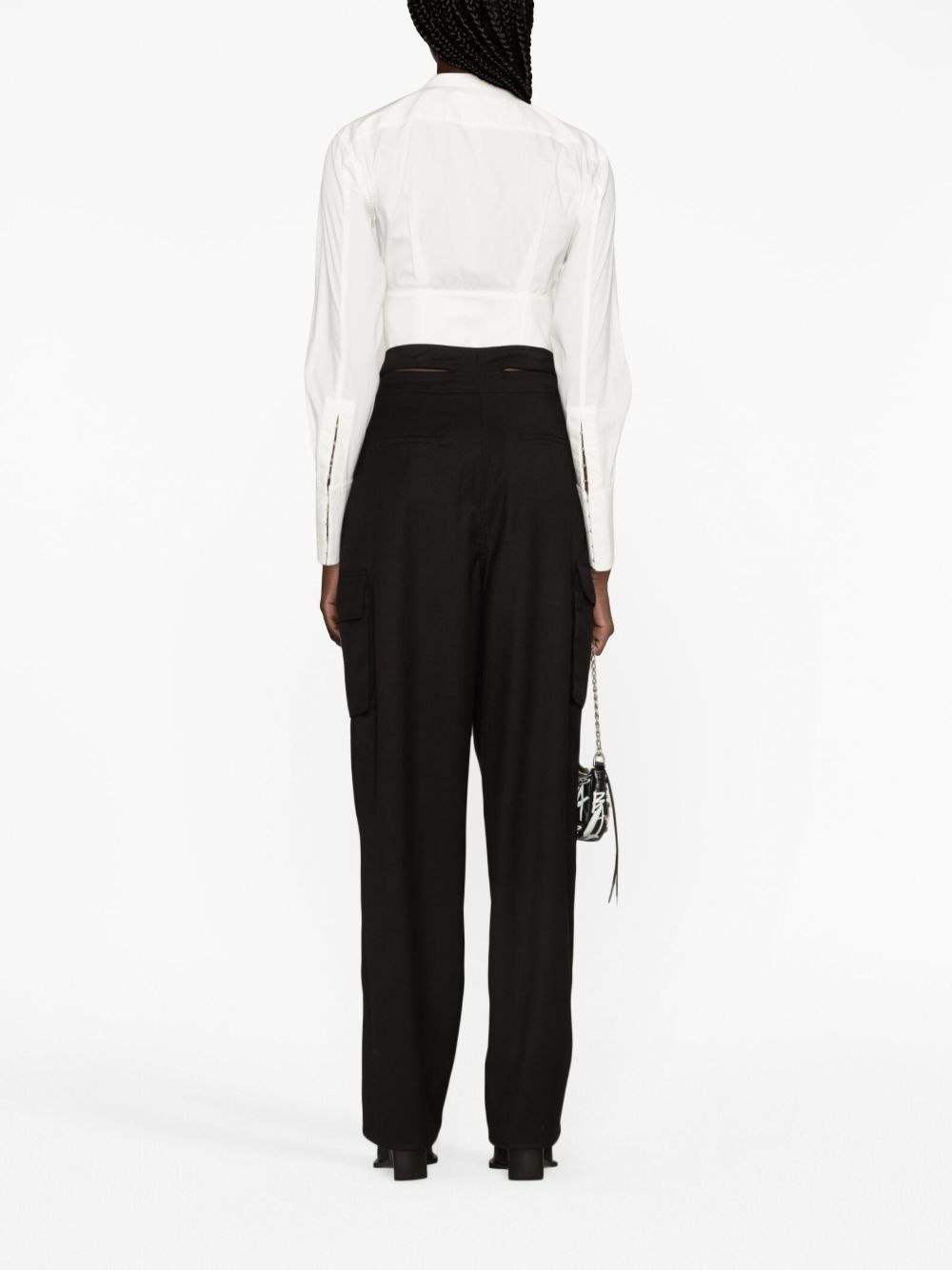 pleated cut-out cargo trousers - 4