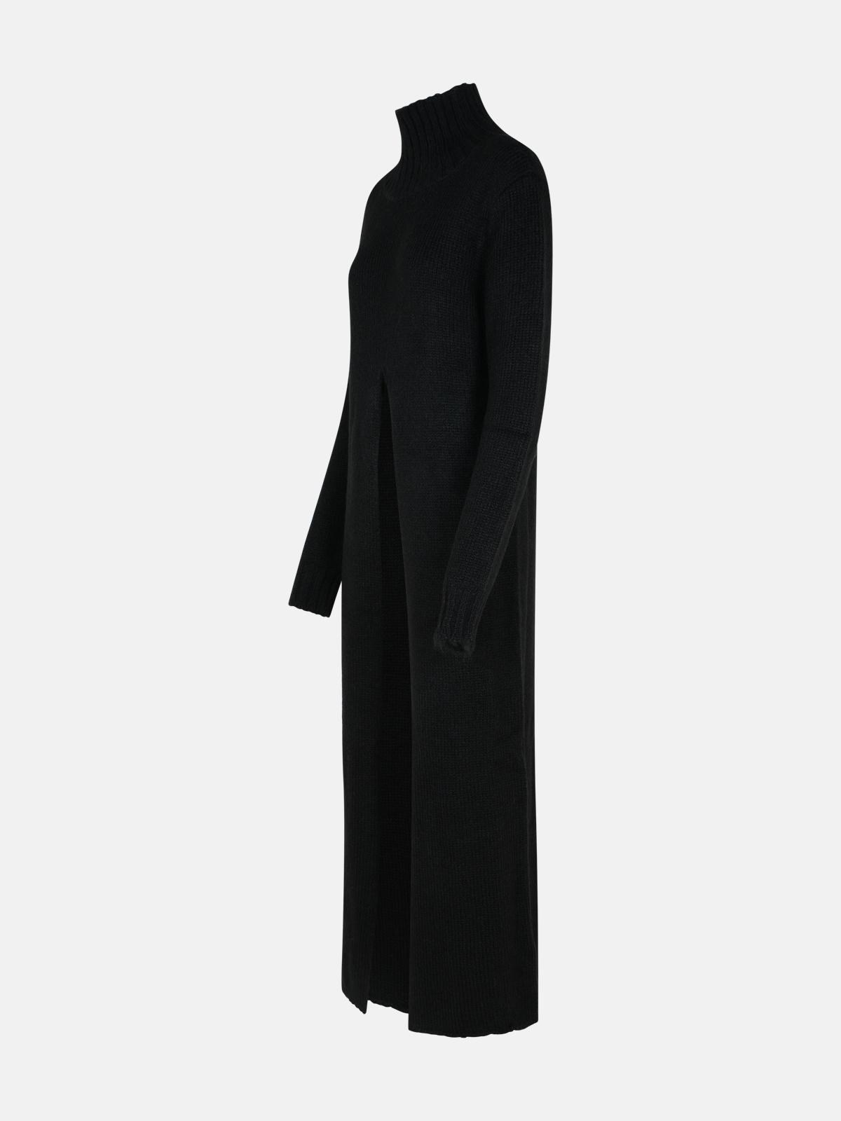 BLACK ALPACA BLEND DRESS - 2