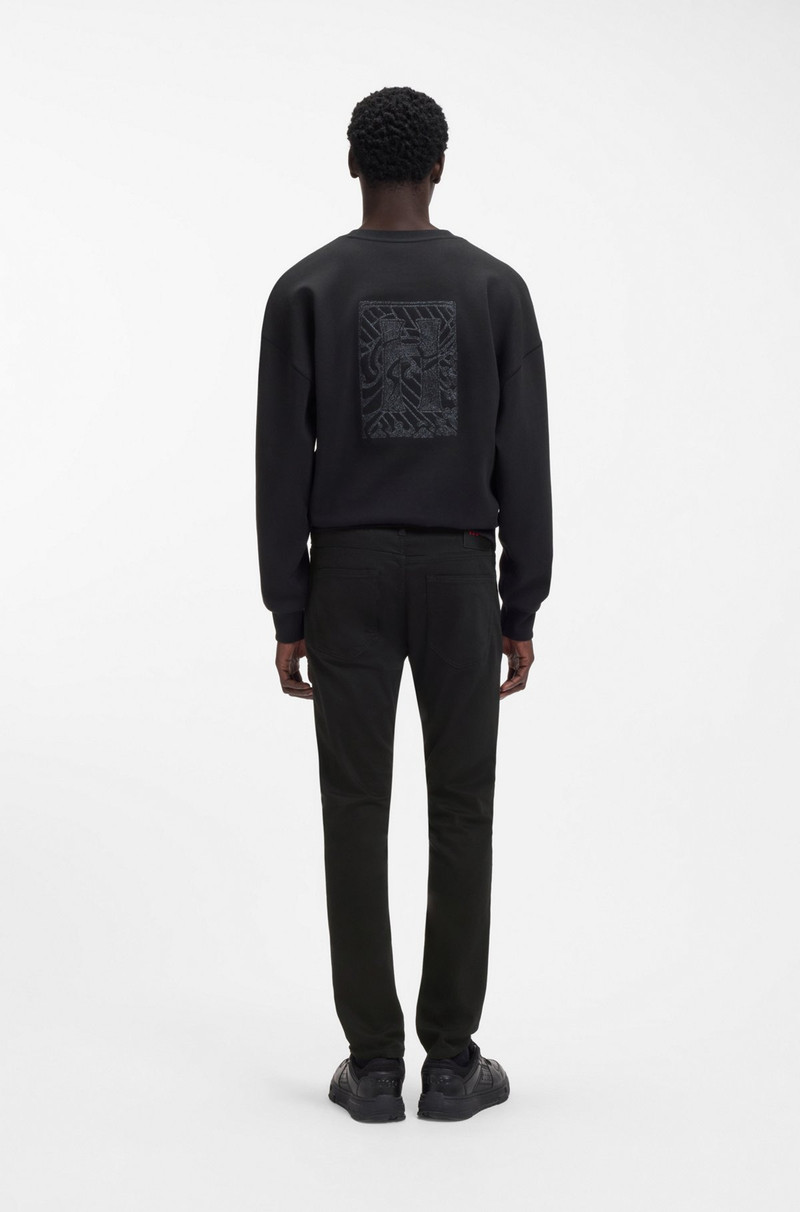 EXTRA-SLIM-FIT JEANS IN BLACK SATIN-TOUCH DENIM 4