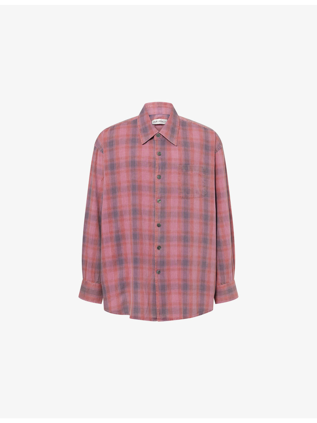 Borrowed Check Long-Sleeve Cotton Shirt - 1