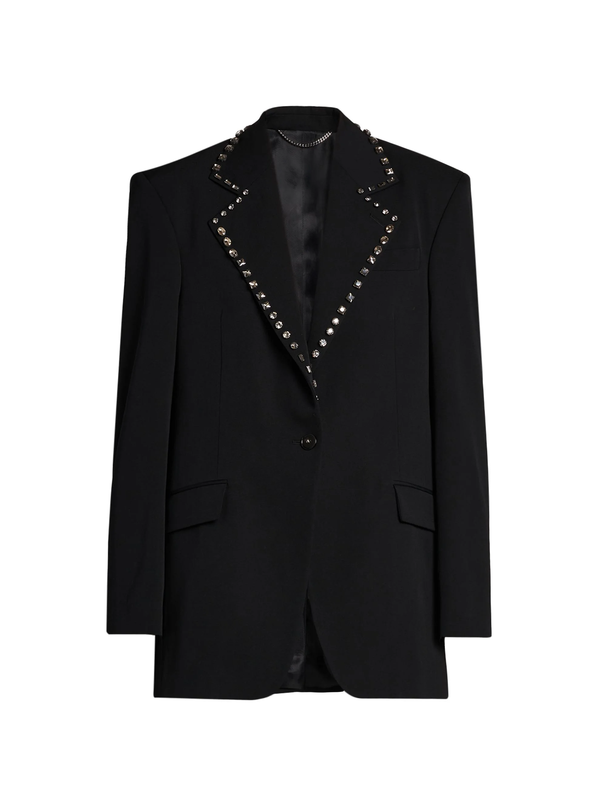 Women's Embellished Wool Blazer - Black - 1