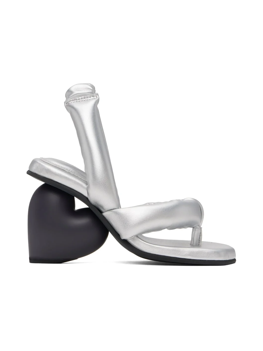 Silver & Black Love Heeled Sandals - 1