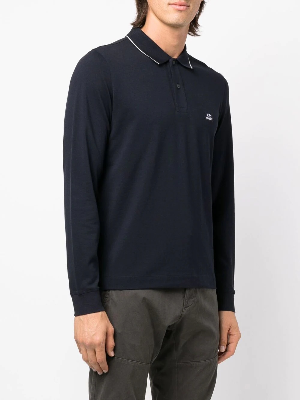 logo-patch long-sleeve polo shirt - 3