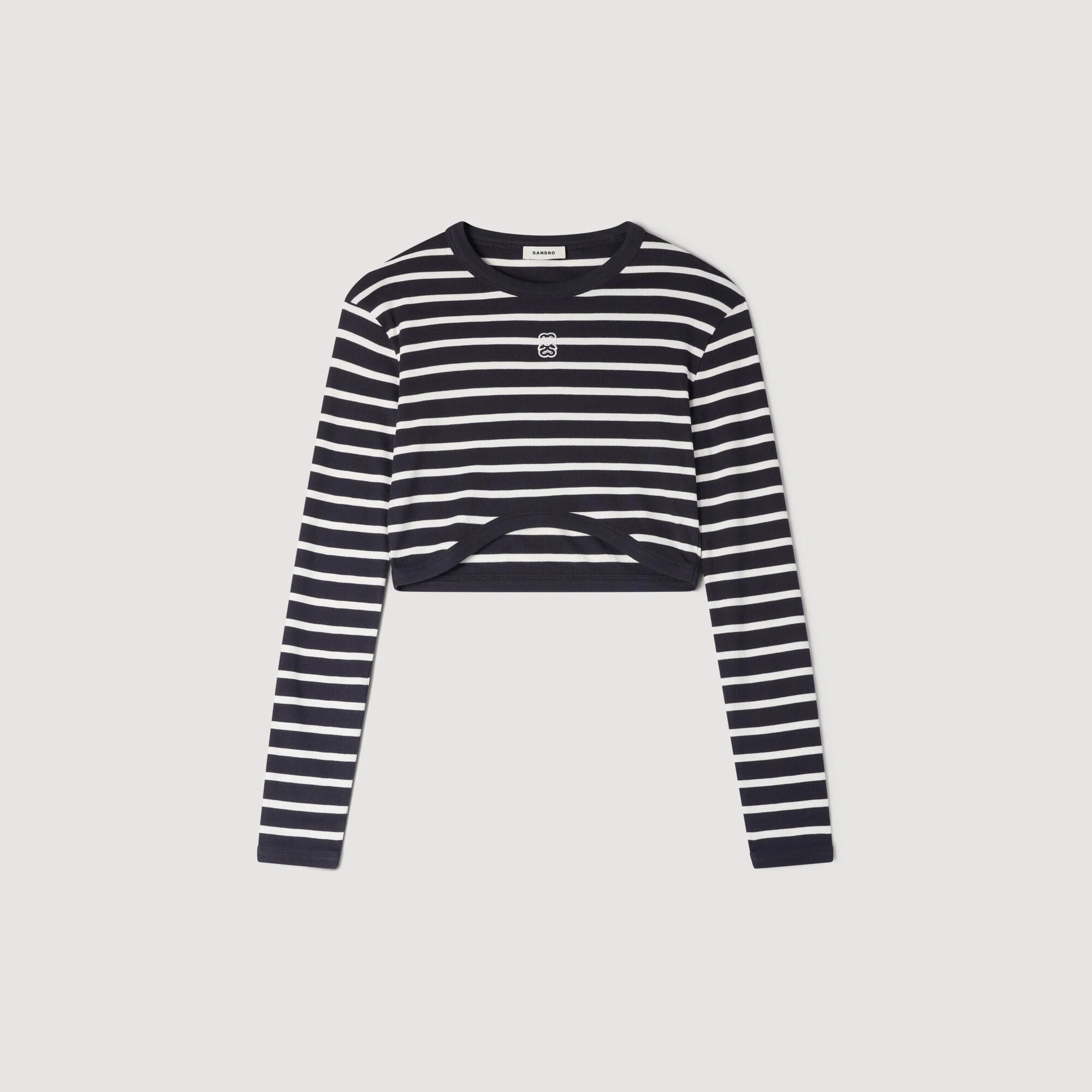 CROPPED STRIPED COTTON T-SHIRT - 1