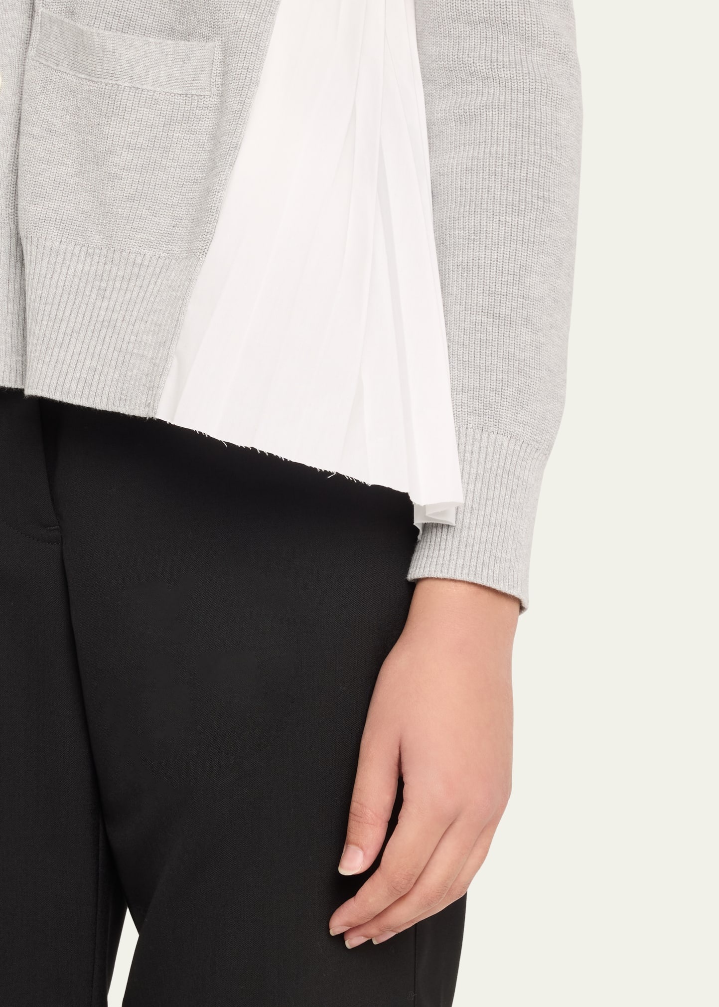 Pleated-Back Knit Button Down Cardigan - 5