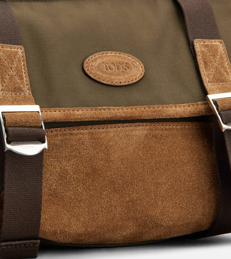 MESSENGER BAG IN FABRIC AND SUEDE MINI - GREEN, BROWN 5