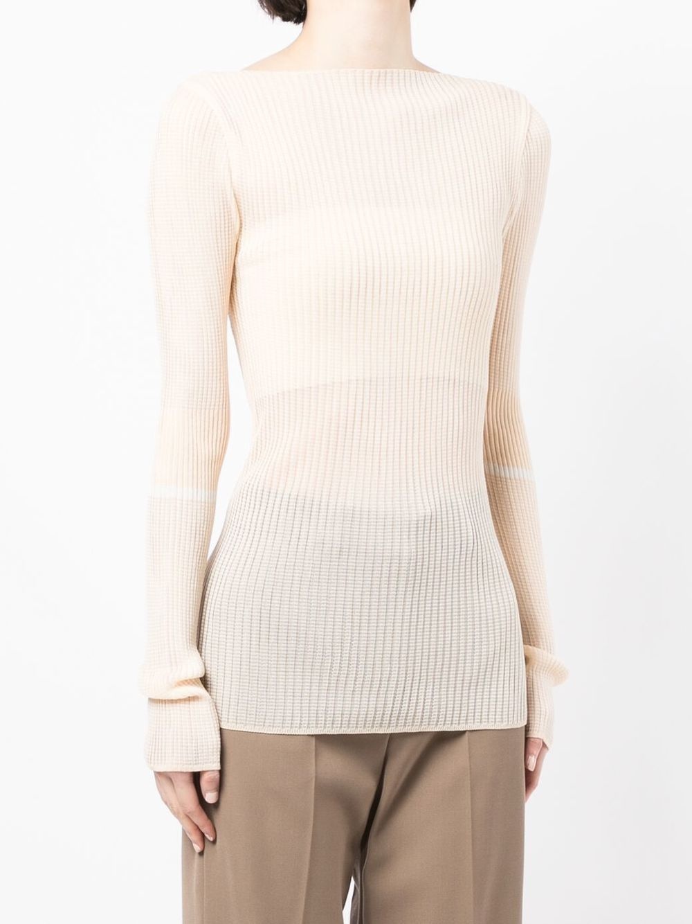 ribbed knit boat-neck knitted top - 3