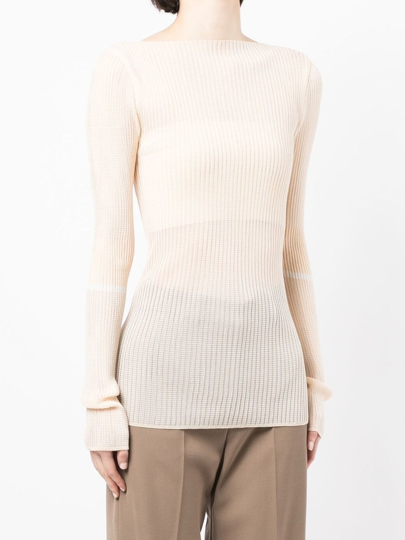 ribbed knit boat-neck knitted top 3