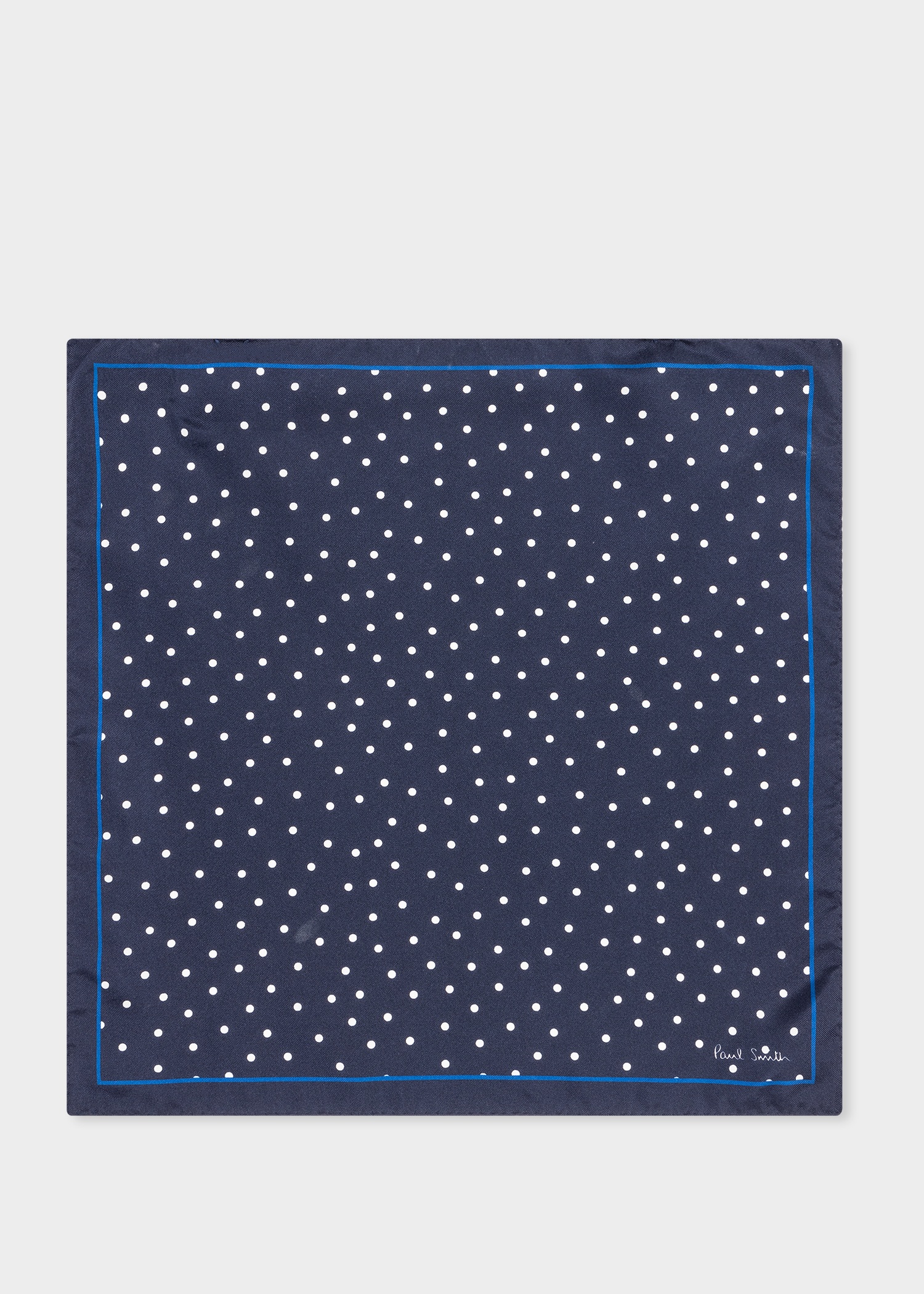 Navy Polka Dot Silk Pocket Square - 1