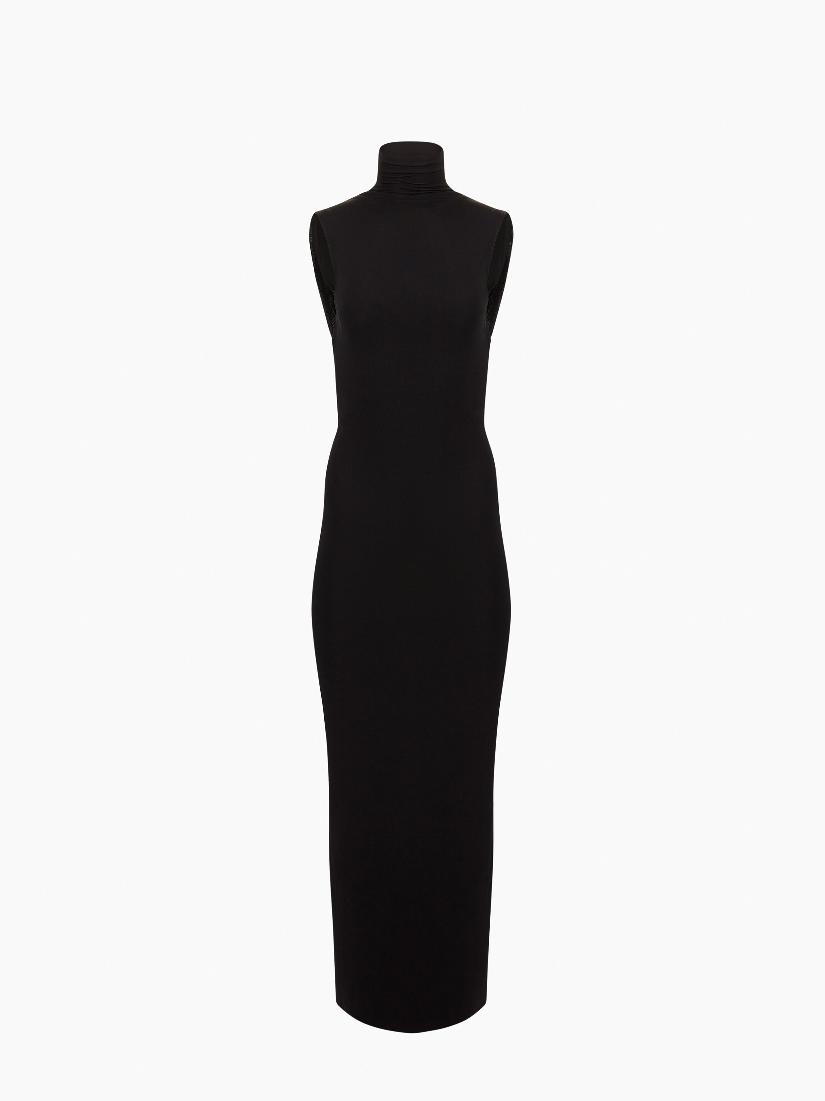 Black Long Draped Dress - 5