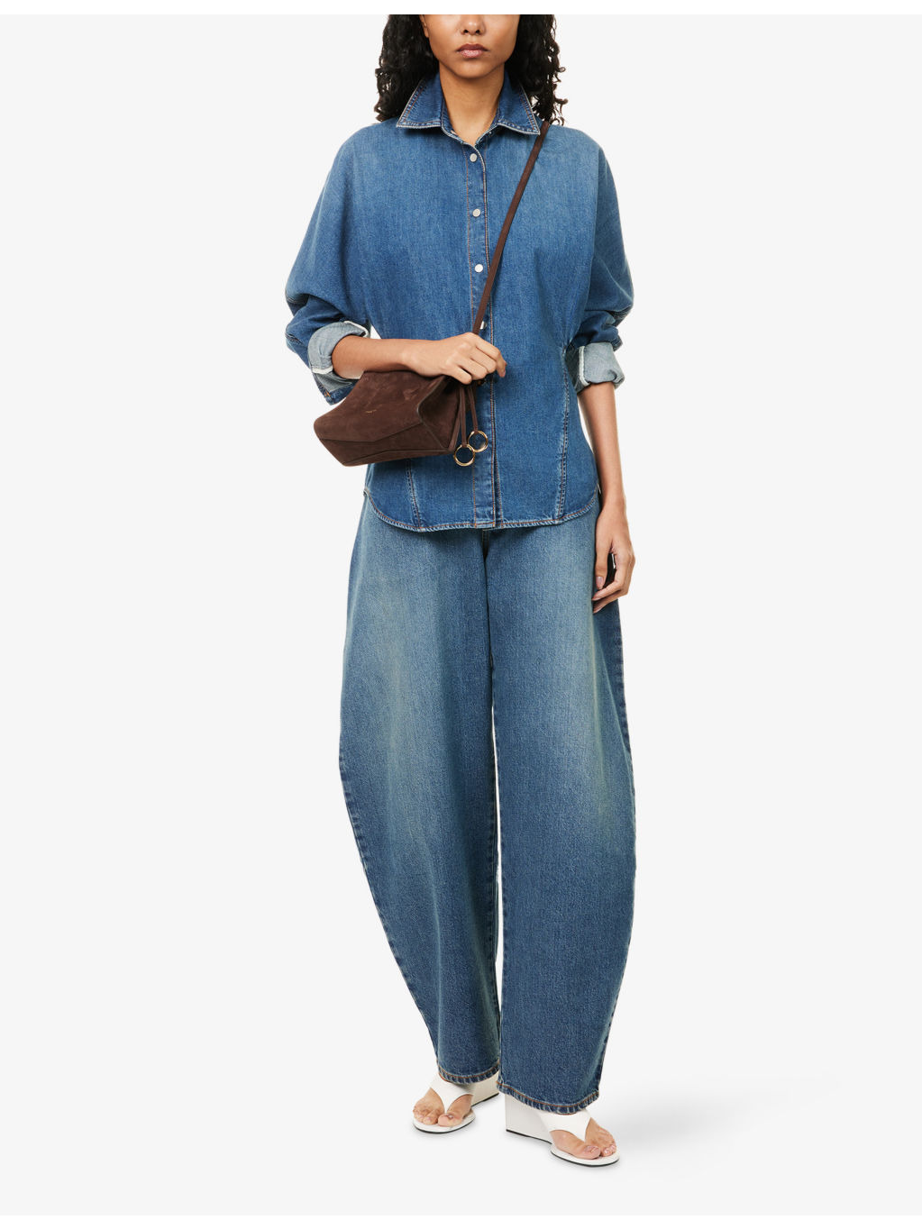 Barrel-Leg Round Denim Jeans - 2