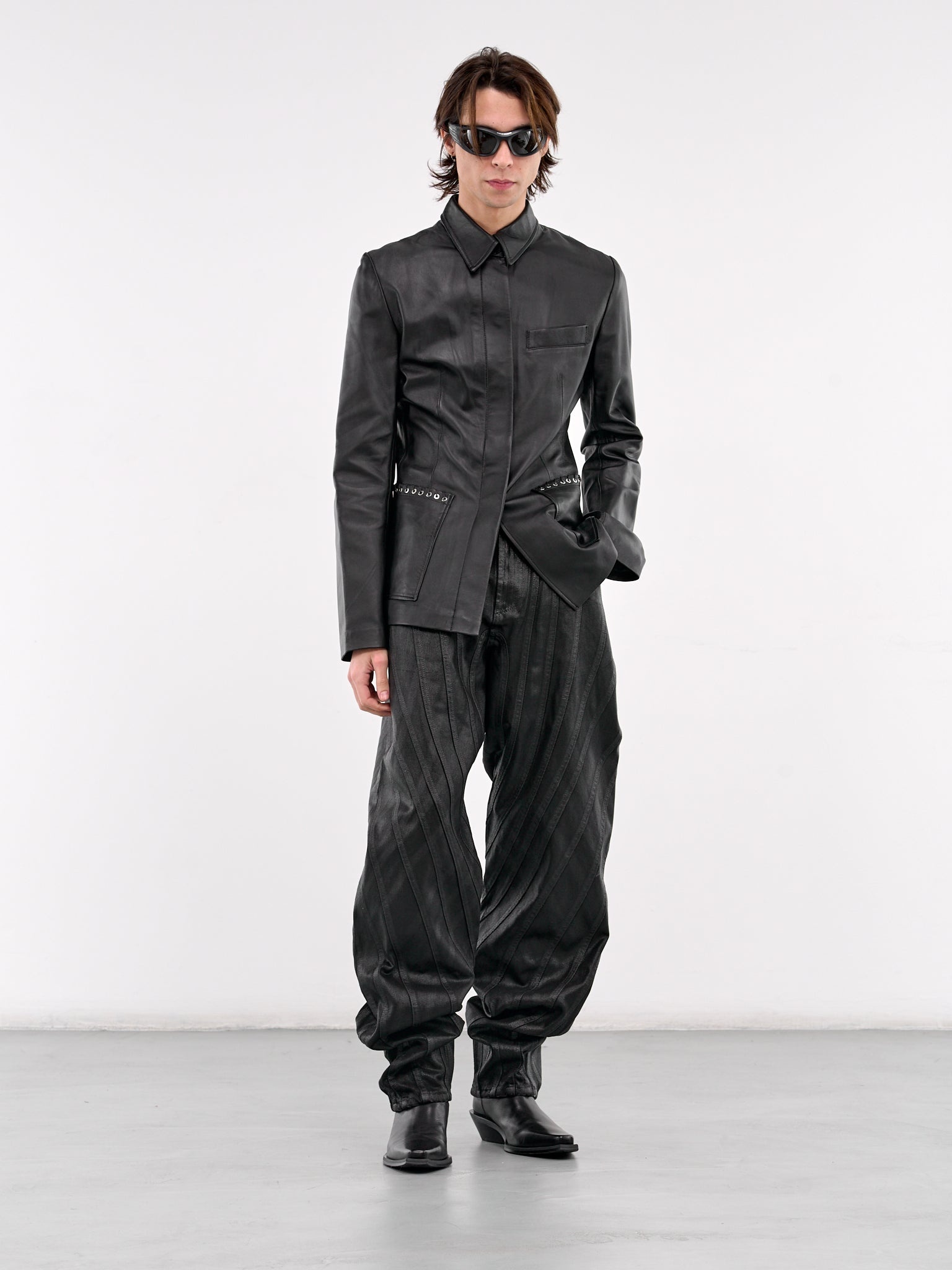 Waxed Spiral Baggy Jeans - 6