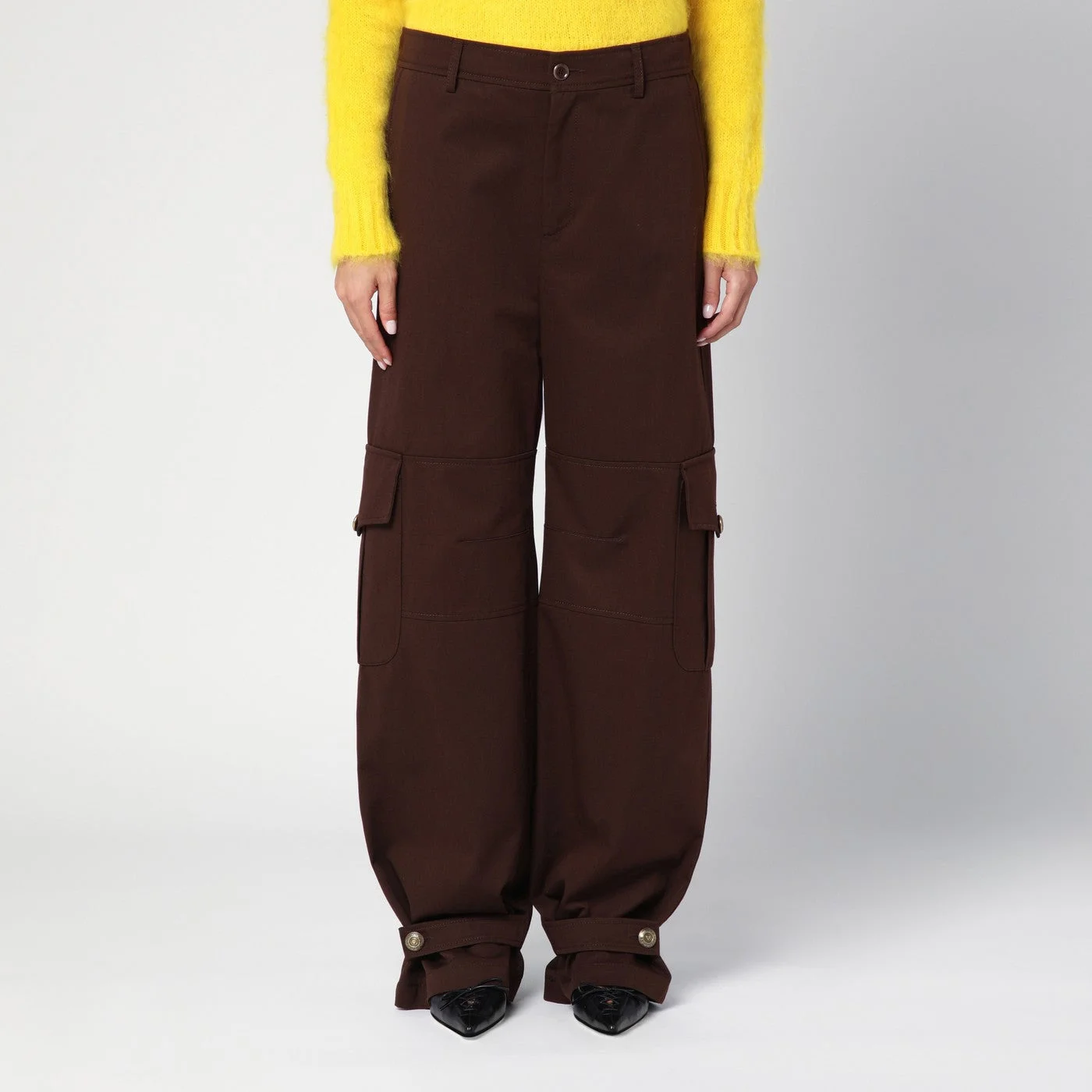 Brown wide cargo trousers - 1