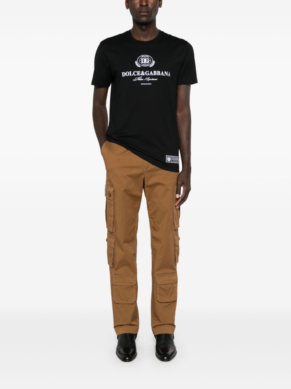 flocked-logo cotton T-shirt - 2