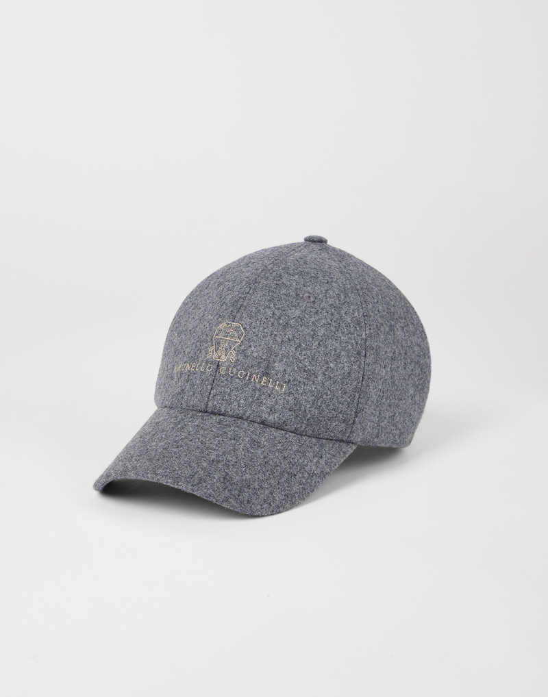 Virgin wool flannel baseball cap with embroidery - 1