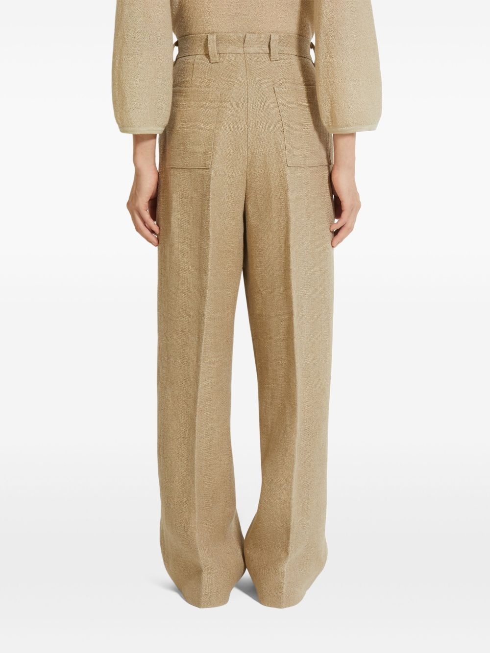 mélange linen trousers - 5