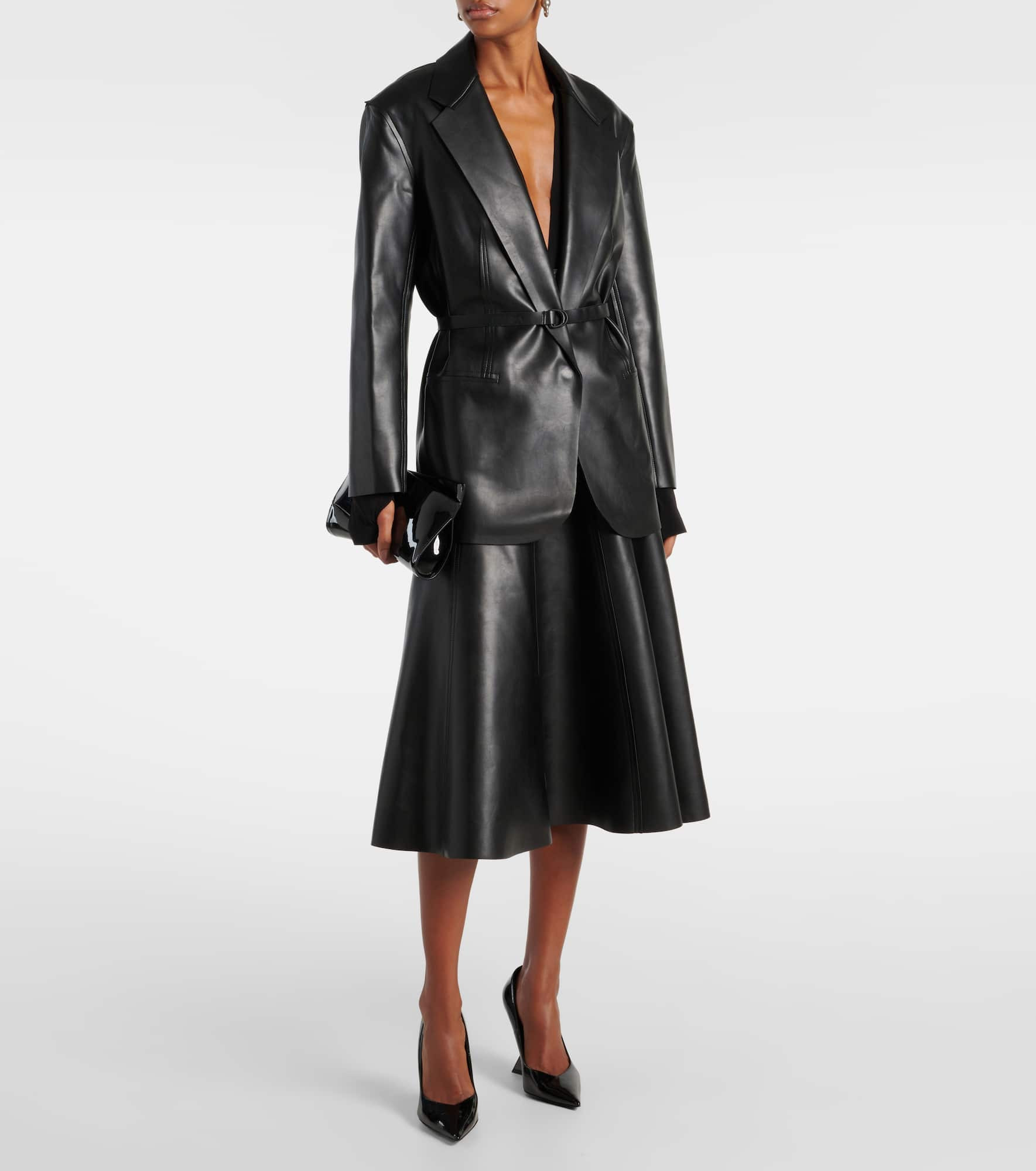 Oversized faux leather blazer - 2