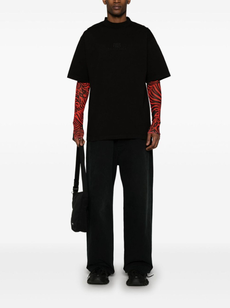 BALENCIAGA logo-embroidered cotton T-shirt outlook