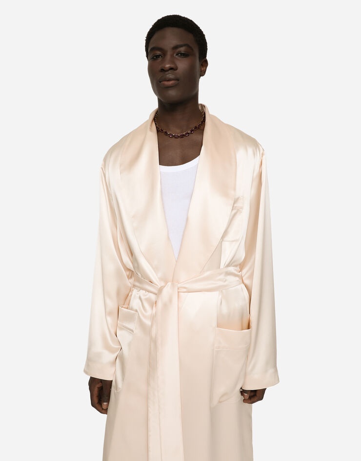Silk satin robe with metal DG logo - 4