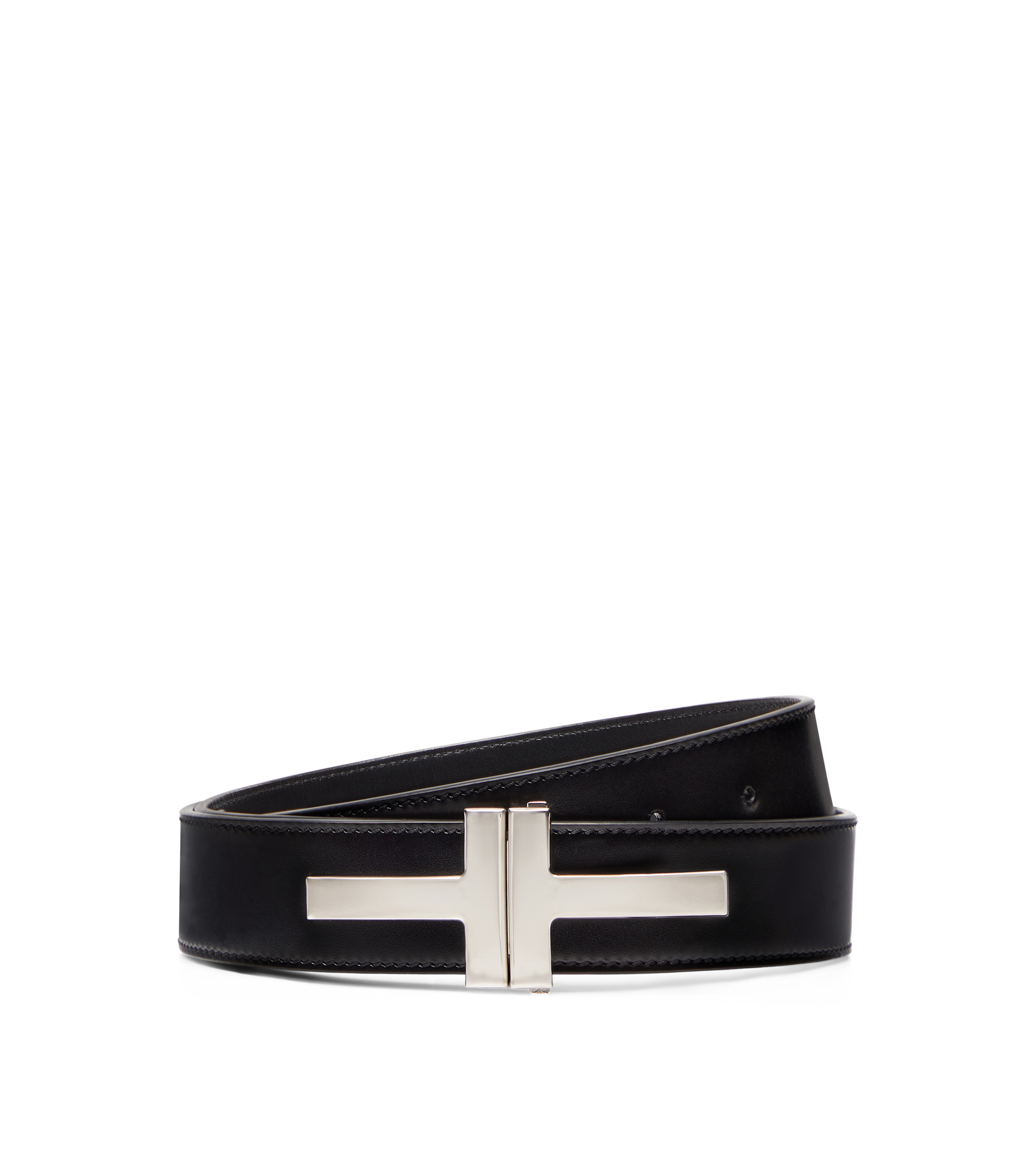 TOM FORD SMOOTH LEATHER DOUBLE T BELT | REVERSIBLE