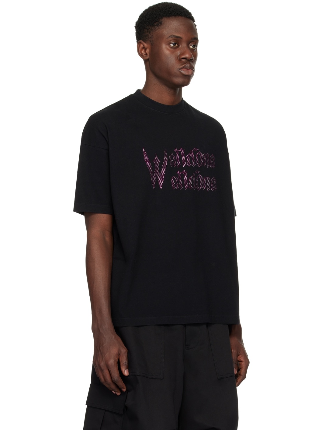 We11done Black Crystal-Cut T-Shirt | REVERSIBLE