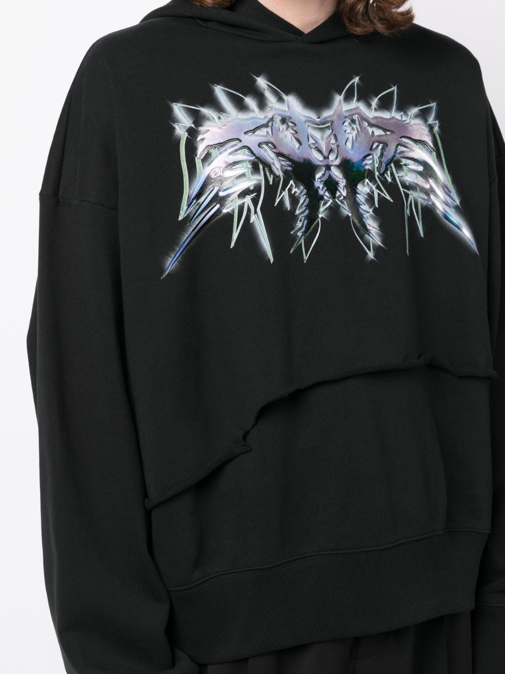 graphic-print ripped hoodie - 6