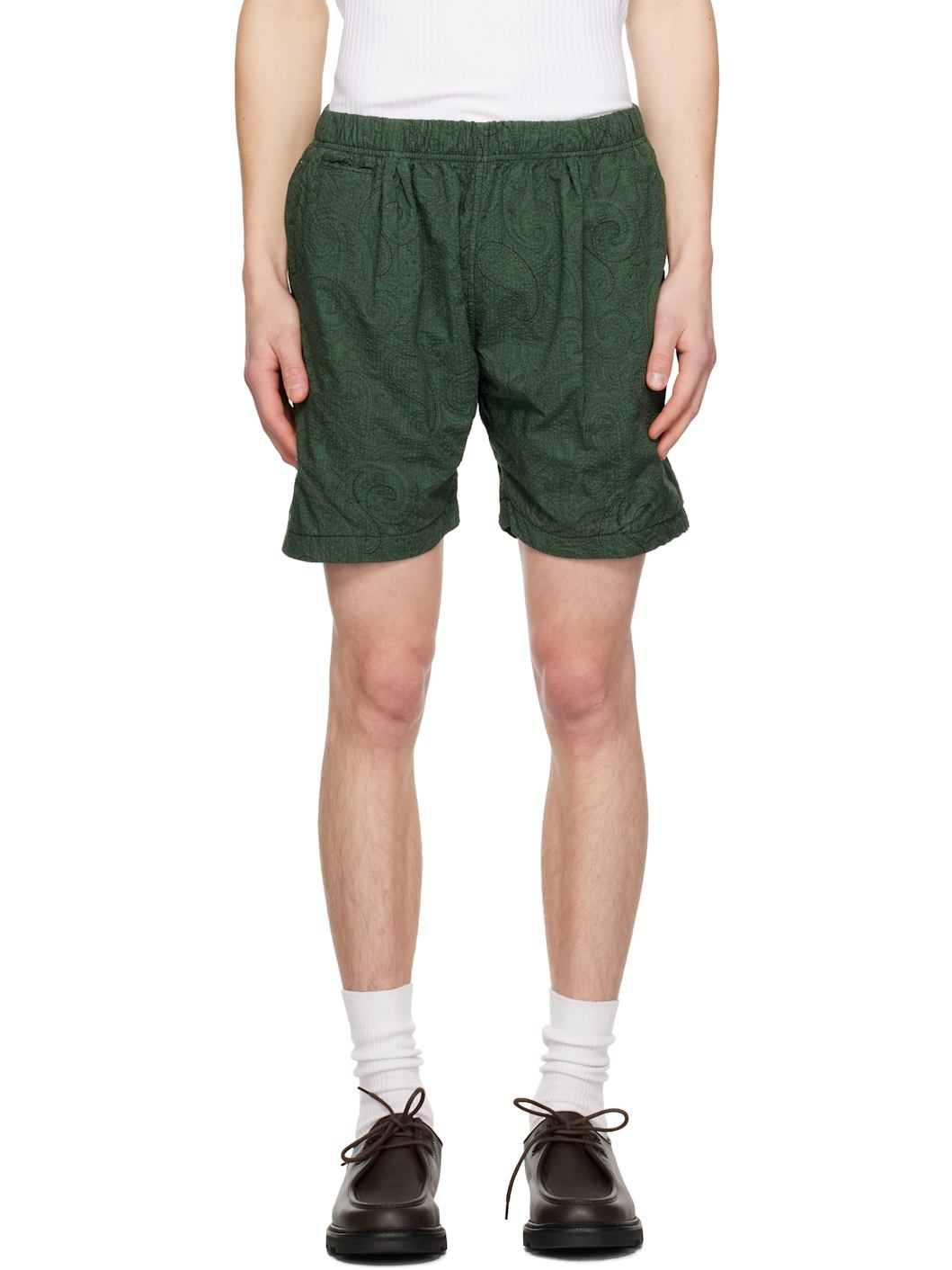 Green Morris Paisley Shorts - 1