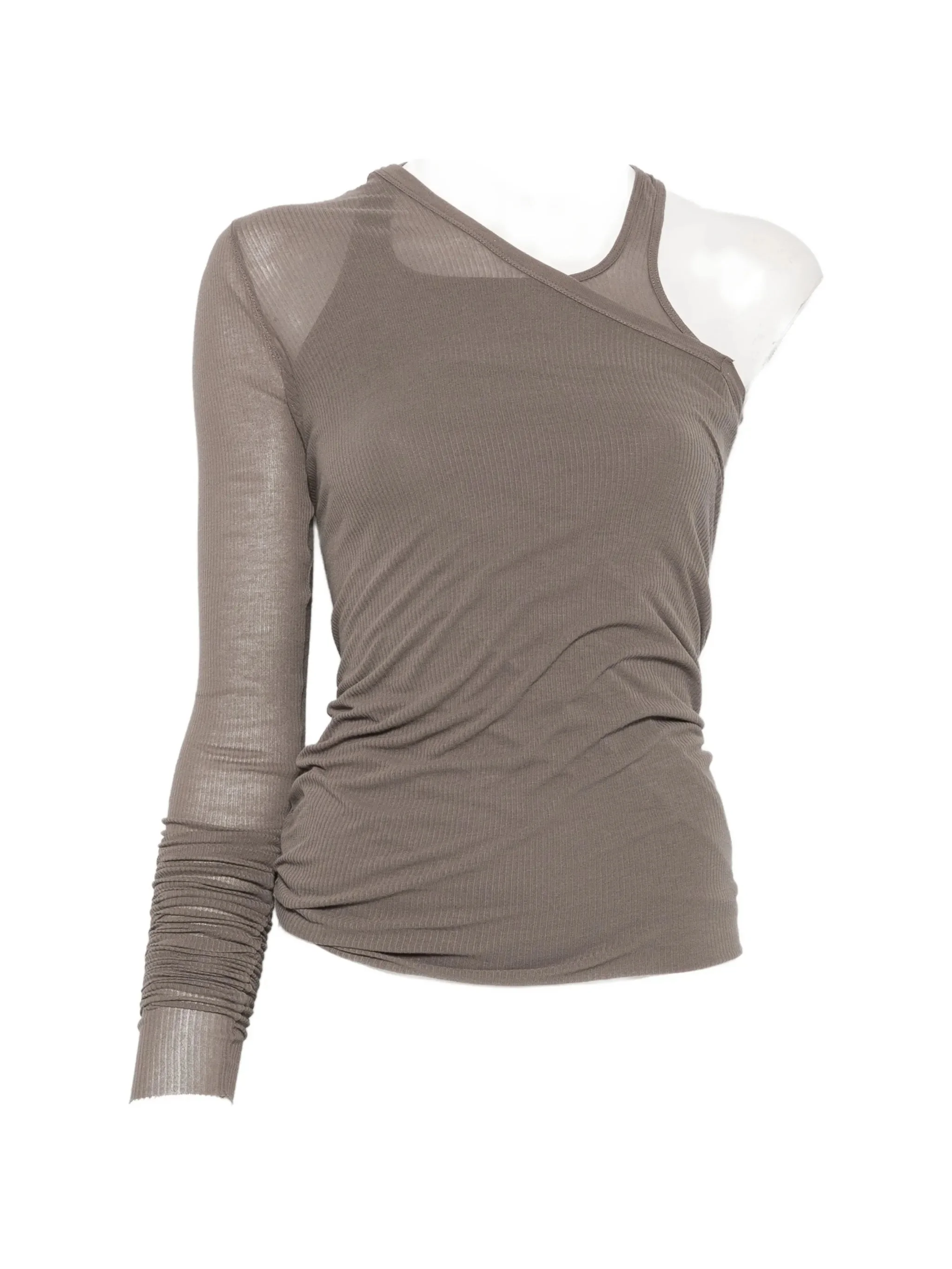 Rick Owens Banana Asymmetric Ribbed Top - 1