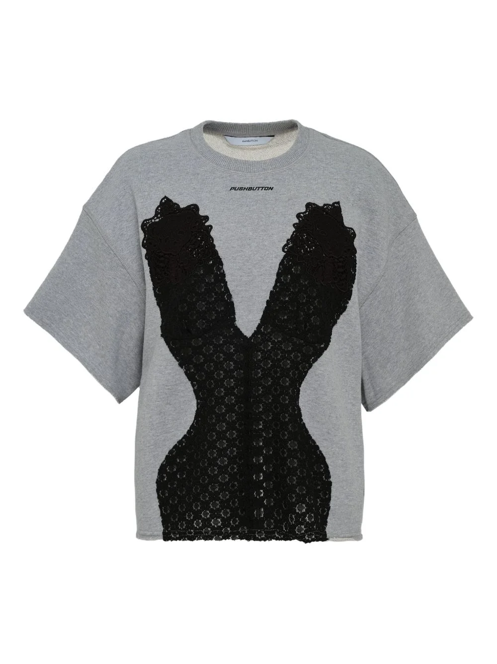 lace-applique T-shirt - 1